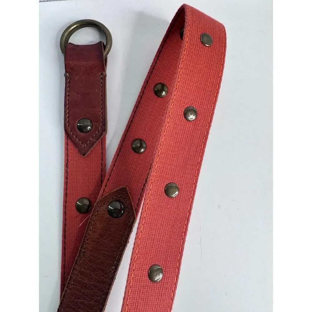 Vintage J. CREW Riveted Canvas Red/Orange Belt S/M Made USA - Picture 8 of 8